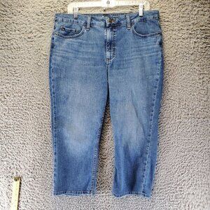 Lee Jeans Womens Size 16 Blue Mid Rise Regular Fit Capri Stretch Denim